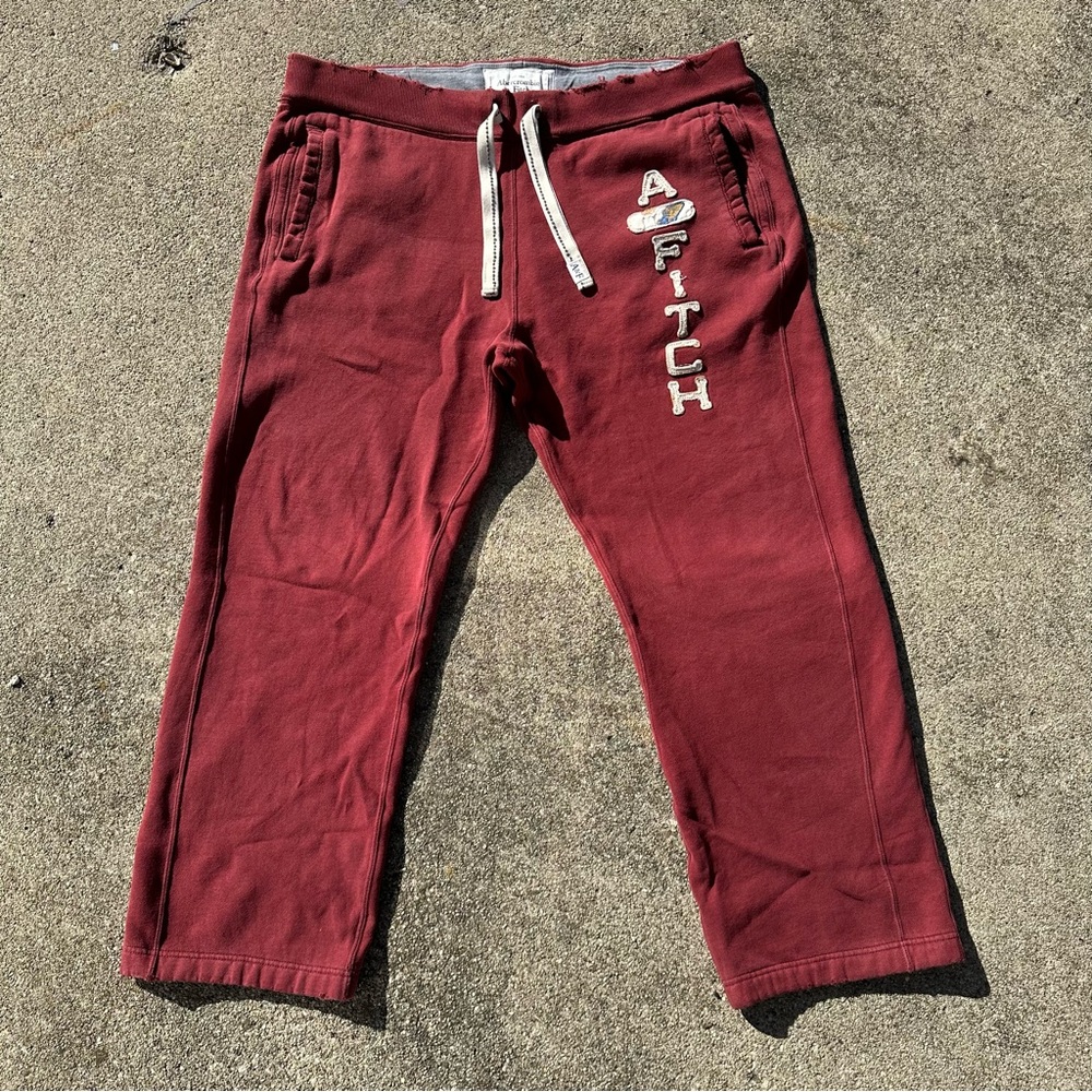 Abercrombie and Fitch maroon sweatpants thick A&F baggy joggers